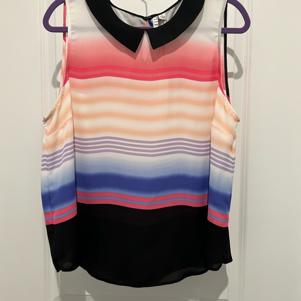Elle multi color Sleeveless Blouse with Peter Pan Collar